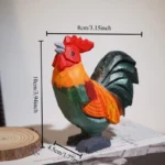 Farmyard Rooster and Hen Handmade Wood Sculpture Countryside Themed Office Home Desk Decor Set DIY Landscape Miniatures
