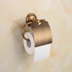 Antique Bronze Bathroom Paper Holder with Shelf Bathroom Paper roll Holder Brass Towel Rack Toilet Paper Holder Tissue Box