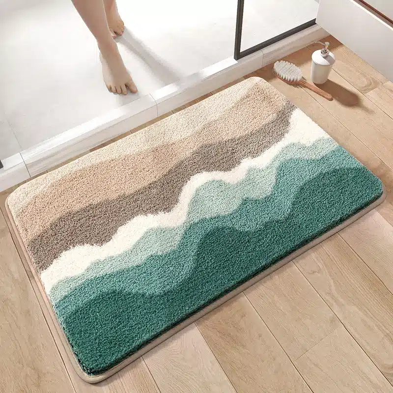 Premium Flocked Bathroom Rug, Non-Slip Absorbent Soft Mat, Bath Mat, Shower Mat, Home Decor, Multi-Color Options - Fast