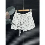 Ele Water-Soluble Lace Apron Skirt Multi-Layered Wear Ladies High Waist A-Line Skirt Slimming Butt Covering Design – base