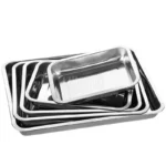 Rectangular commercial and household square plate Steamed fish dish Serving plate Barbecue plate plates set Stainless steel tray - Image 2