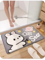 Cute Cartoon Rabbit Bath Mat Set High Quality Flocking Bathroom Non-slip Absorbent Bathroom Rug Shower Room Door Mat Carpet