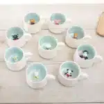 Creative Ceramic Coffee Mug with Lid and Spoon Cute Cartoon Three-dimensional Kawaii Animal Milk Cup Couple Gift Water Cup
