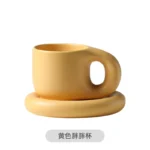 Cute Coffee Mug Personalised Ceramic Coffee Cup & Saucer Sets for Office and Home Couple Mugs for Latte Milk and