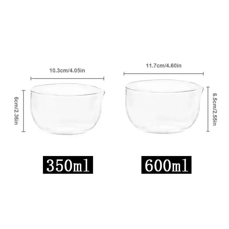 350/600ml Transparent Glass Baking Egg Bowl Japanese Matcha Tea Bowl for Fruit, Yogurt, Salad, Indoor Cooking Tableware