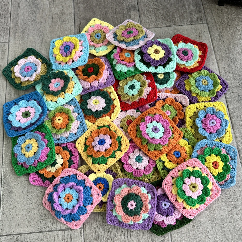 Colorful Handmade crochet table place mat pad cloth cup doily Coffee coaster Christmas flower placemat wedding kitchen 9.5CM 30