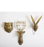 Wall Decoration Resin Imitation Copper Animal Deer Head Wall Storage Hook Wall Hanging Indoor Fireplace Office Decor
