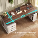 Farmhouse Electric Standing Desk, 63" Height Adjustable Computer Desk with 3 Drawers, Storage Shelves, Customized – styled