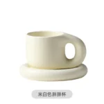 Cute Coffee Mug Personalised Ceramic Coffee Cup & Saucer Sets for Office and Home Couple Mugs for Latte Milk and