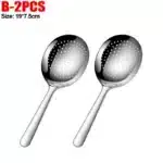 Stainless Steel Serving Spoons Dining Soup Rice Spoon with Drain Hole Heat Insulated Handle Kitchen Utensils Restaurant