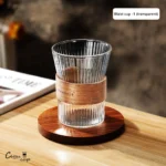 300 ml Glass Iced Coffee Cup, Milk Tea Drinking Mug with Leather Grip for Latte, Cocktail, Juice & Home Decor – angled
