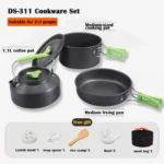 Camping Cookware Mess Kit, Non-Stick Lightweight Pots Set Portable Outdoor, For Backpacking Hiking Outdoor Cooking and Picnic - Image 9