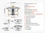 SucceBuy 4 Pack Chafing Dish Buffet Set Stainless Steel Chafer w/4 Full Size Pan Round Catering Warmer Server for Party