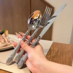 304 Stainless Steel Cutlery Set Silver Steak Knife Fork Spoon Houseuse Tableware Fruit Fork for Kitchen Dining Banquet Bar