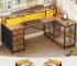 L Shaped Desk with 4 Drawers and Storage Shelves, L Shaped Gaming Desk with LED Lights amp Power Outlets, Computer Desk with