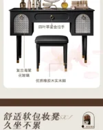 Goldoma compact vanity desk with drawer storage and mirror in a corner bedroom setting