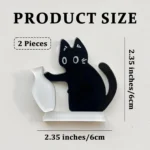 Refrigerator Magnets Black Cat Pushing Vase Decor Cat Whisker Collection Memorial Box Fridge Magnet Home Office Decor For