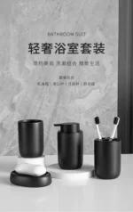 Nordic Ceramic Bathroom Lotion Bottle Press Hand Sanitizer Bottle Mouthwash Cup Toothbrush Holder Black Liquid Soap