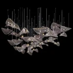 2026 New French Clear Glass Lustre Chandelier, Custom Hardware Pendant Lamp for Duplex Stairwell, Elegant Light for Ceilings