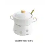 Embossed Ceramic Dessert Soup Bowl White Stew Cup Luxury Gold-plated Exquisite Soup Cup Porridge Bowl Tableware Kitchen