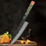 Damascus Steel Japanese Kitchen Knife, PRO Chef Knife, Handmade – top view