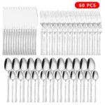 Goldoma stainless steel cutlery set with hammer pattern handles on a wooden table