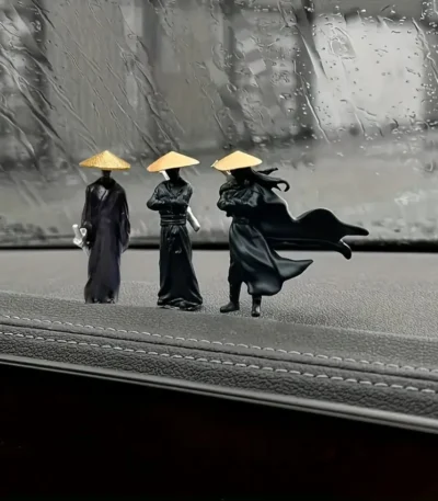 3PCS Mini Samurai Statue Set - Perfect for Car Dashboard Desk Decor