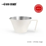 Stainless steel espresso measuring cup with precise scale and single spout
