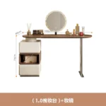 Modern white dressing table with LED mirror and storage drawers