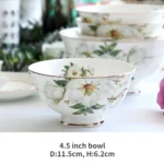 Bone China Dinnerware, Household Ceramic Rice Bowl, Deep Dishes, Soup Pots, Steak Flat Plate, Delicate Floral Tableware – in