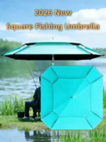 Large beach umbrella with octagonal canopy providing shade on a sunny beach