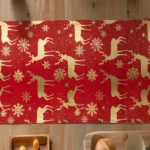 Christmas table runner with elk pattern on a dining table