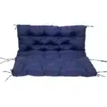 Outdoor bench cushion on a wooden garden bench with vibrant floral pattern