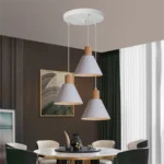 Modern Minimalist E27 Pendant Lights Bar Cafe Restaurant Home Decor Wood Aluminum Hanging Lamp 3-Heads White Lighting