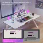 Ergonomic Large Gaming Desk, K-Shaped Gaming Table, PC Gaming Workstation Home Office Desks, Space-Saving, Easy to Assemble