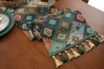 Table Runner Vintage Colored Jacquard Diamond Shaped Geometric Tassel Tea Flag Dining Flag Long Strip Thickened – side view