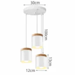 Modern Minimalist E27 Pendant Lights Bar Cafe Restaurant Home Decor Wood Aluminum Hanging Lamp 3-Heads White Lighting