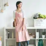 Vintage Washed Cotton Apron Japanese Simple Style Slim Long Apron Baking Cooking Nail Salon Workwear – base detail