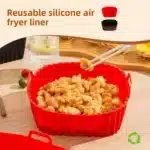 Square Silicone Air Fryer Basket Pan Reusable Food Safe Baking Mold for Oven BBQ Barbecue Cooking Kitchen Bakeware Pastry