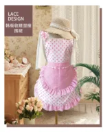 Sweet Pink Cute Chef Apron Suit Girl Anti-fouling Lace Apron Pink Polka Dot Strap Kitchen Home Catering Work Apron