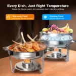 4 Pack 5QT Chafing Dishes for Buffet Stainless Steel Chafing Dish buffet Set Food Warmers For Parties, Wedding, Camping, Banquet - Image 3
