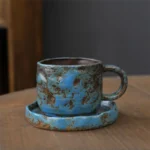 Japanese Ceramic Coffee Mug Saucer Vintage Stoneware Breakfast Oat Mug Creative Afternoon Camellia Flower Tea Cup Home Water