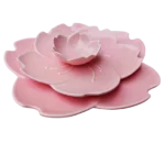 GIEMZA Ceramic Dinner Plates 3pcs Pink Flower White Floral Dish Dinnerware Sets Platos De Ceramica Porcelain Plate Stoneware