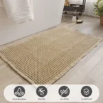 Polyester-cotton Waffle Bath Mat Bathroom Door Mat Anti-slip Foot Mats Water-absorbent, Quick-drying Floor Towel Anti-slip