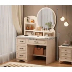 Small Apartment Dressing Table with Mirror and Storage - Modern Minimalist – in a cozy room setting