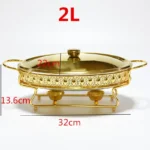 Stainless Steel Glass Serving Dish hot pot small chafing dish Food Warmer Buffet Luxury Golden Oval Hotel Wedding Chafing Dish - Image 7