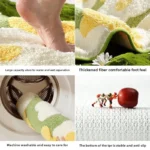 Square Floral Bath Mat, Ultra Plush Absorbent Bathroom Rug, Non-Slip Backing & Soft Touch Surface, Floor Mats for Bathroom Decor - Image 3