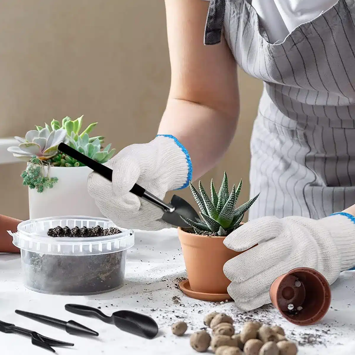 Garden Planter Kit 7-16PCS Succulent Plants Tools Set with Gardening Mat, Flowers Bonsai Transplanting Seedling Garden Hand Tool