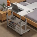 Multi-Layer Standing Desk Small Office Desk Adjustable Height Wooden Computer Desk Workstation Work Table Laptop Desk for