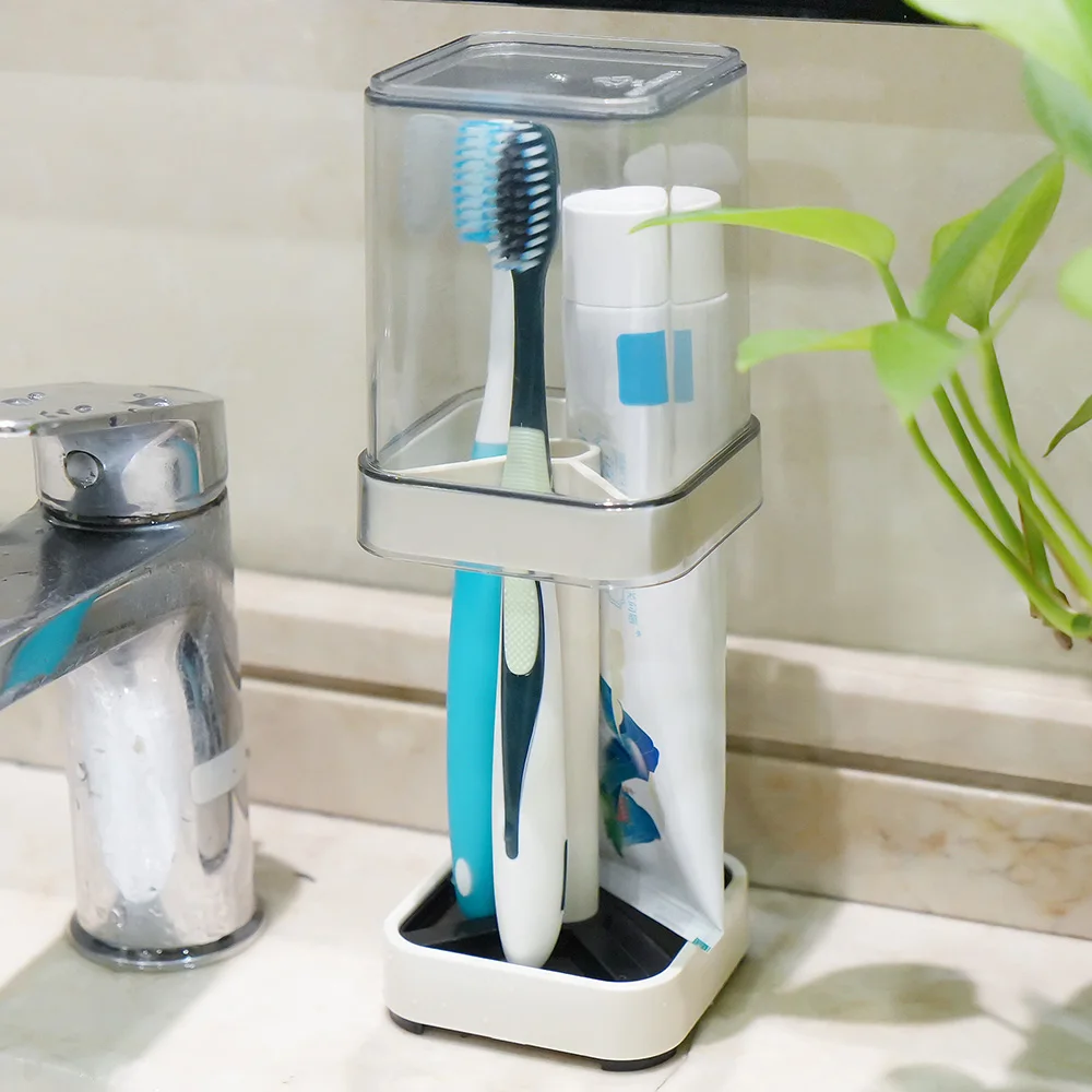 Toothbrush Holder With Cup/Cover, Compatible With Conventional Toothbrushes, Can Store Toothpaste Toothbrush Holder For